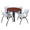 Kee Kee Round Table & Chair Set, Wood, Metal, Plastic Top, Cherry TB36RNDCHBPBK47GY - alternate 1